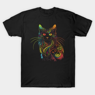 Retro 70s Style Cat Gifts Vintage Cat T-Shirt